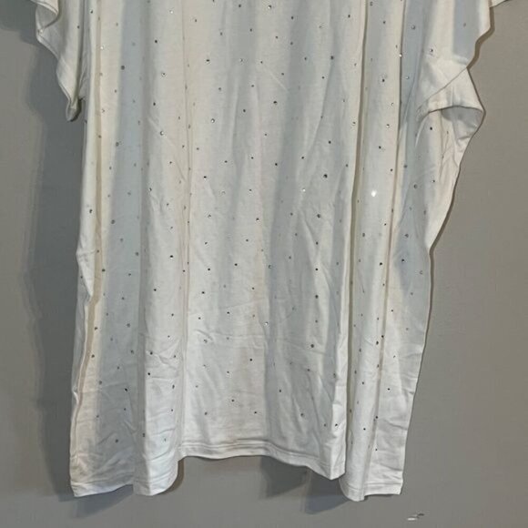 Torrid Top Women 28 White Pullover Rhinestone Neutral Retro 80s Summer Feminine - Picture 6 of 15